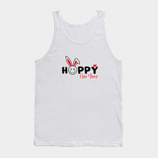 Rabbit Happy New Year 2023 T-Shirt Bunny Smiley Red Tank Top